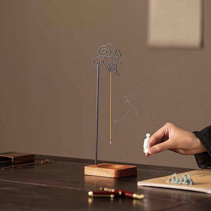 Creative Bergamot Upside Down Incense Burner Incense Stick Holder Wooden Round Incense Tray Ornament Bedroom Home Yoga Decor