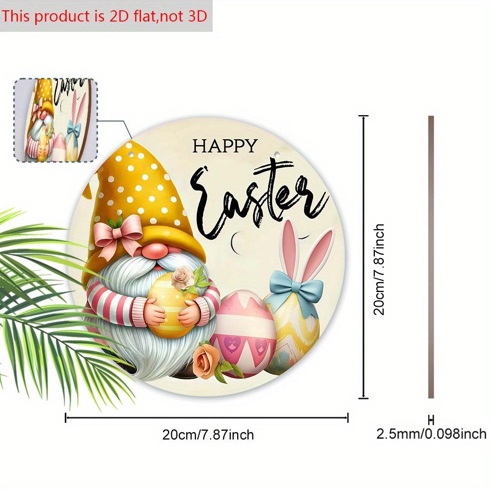 Happy Easter Wooden Sign with Adorable Gnome Pattern - Charming Decorative Hanging Plaque with Easter Bunny, Eggs Pattern - Ideal Easter Decorations