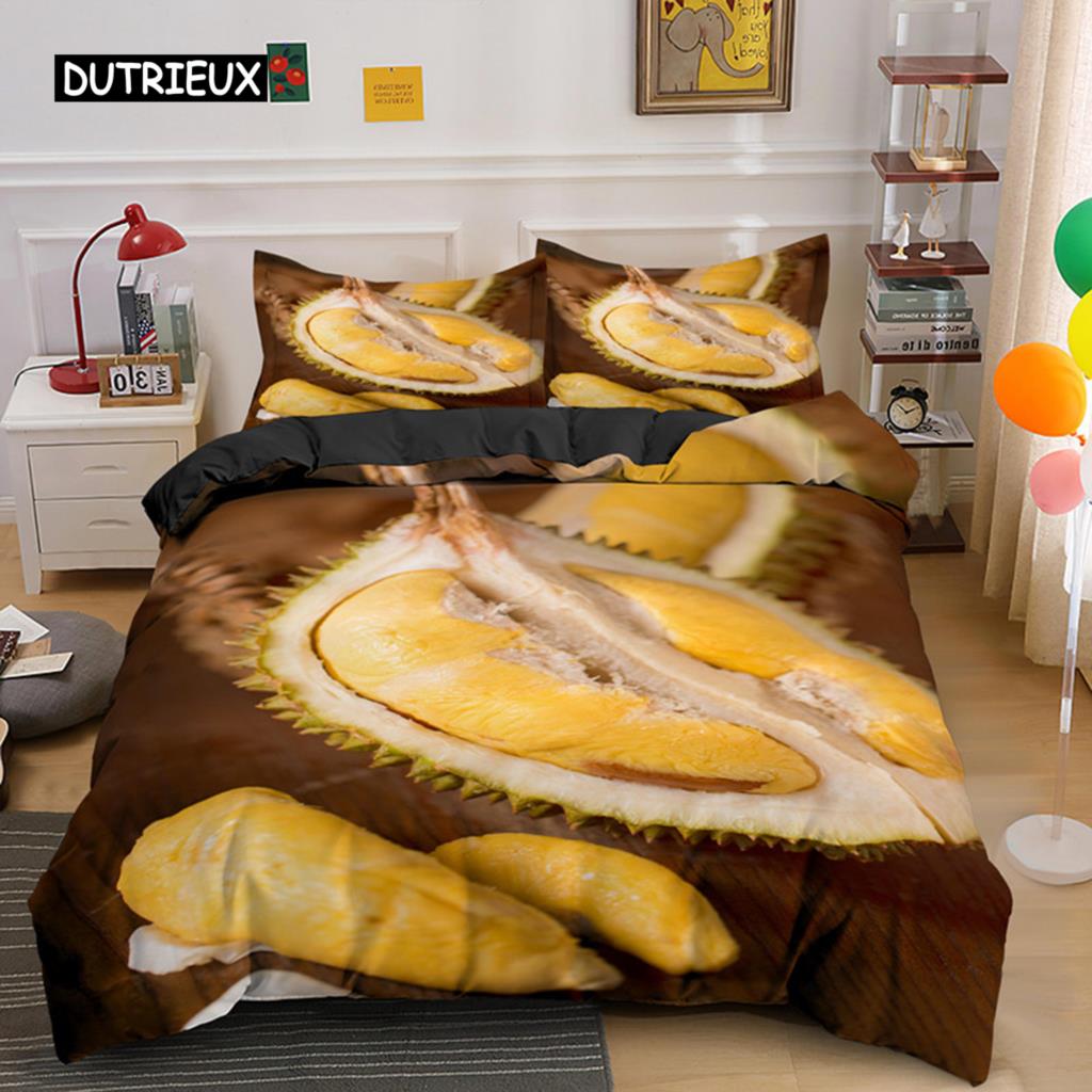 Тропические фрукты дуриан пододеяльник микрофибра комплект постельного белья 3D принт пододеяльник с наволочками король для подростков взрослый спальня декор