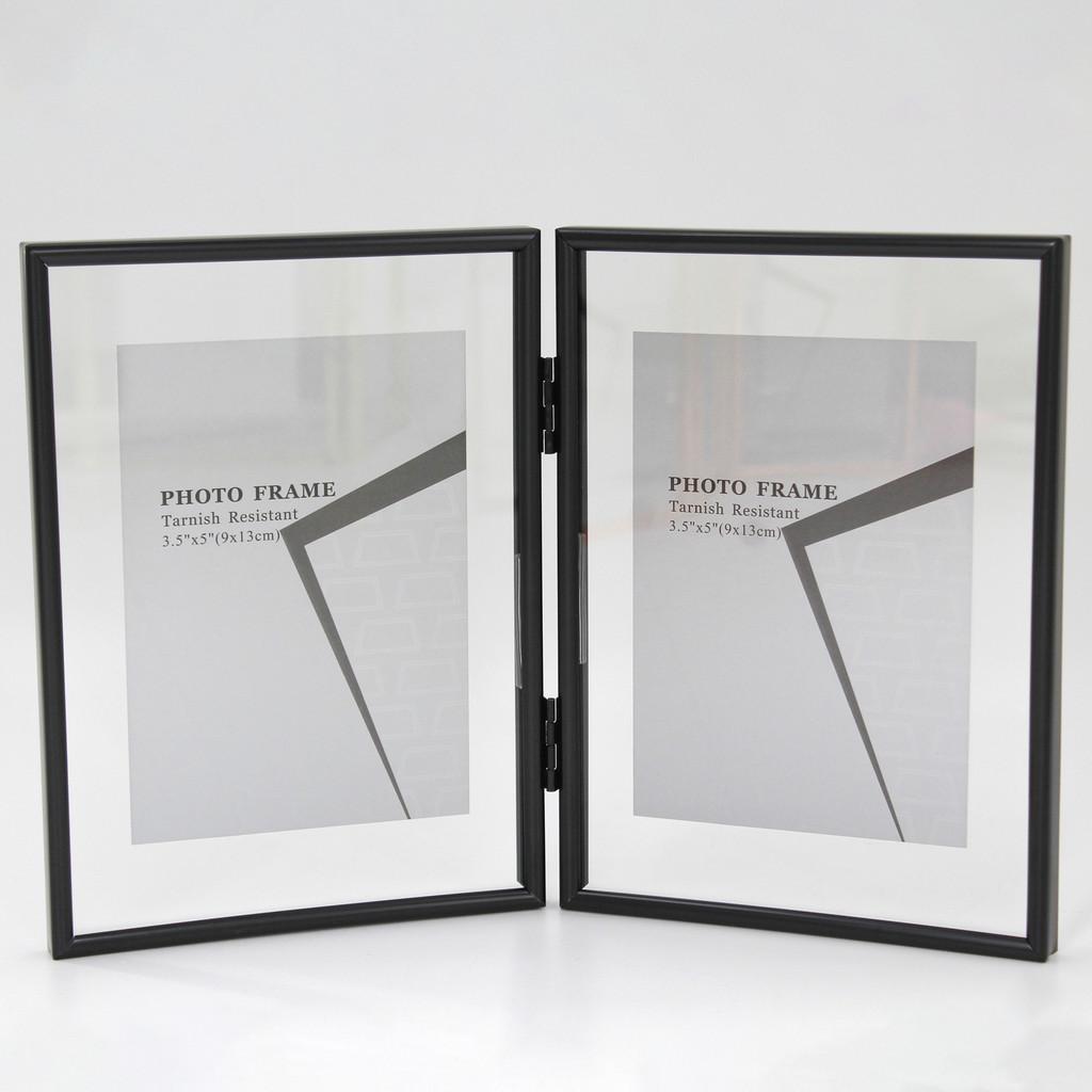 5 And 7 Inch Double Sided Transparent Fold Dual Photo Frame For Decor Home