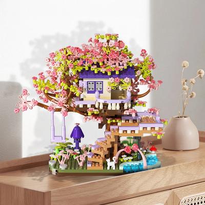 Цветочное Домик на Дереве Строительные Блоки DIY Сборка Игрушки Микро Кирпичики Пазлы Игрушки для Детей Девочек Девушки Подарки на День Рождения