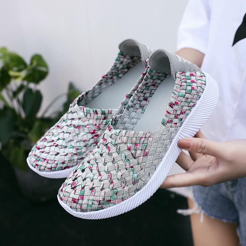 Summer Women Sneakers Plus Size Flats Loafers Soft Beach Walking Sports Shoes Lightweight Slip On