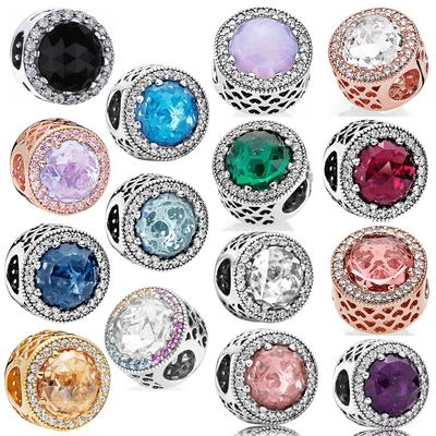 Классический Медный Разноцветный Сверкающий Полый Круглый Шарм-бусина Подходит для Браслета Бренда DIY Ювелирные изделия