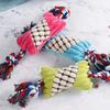 Plush Candy Dog Toy Interactive Chew Toy Rope Squeaky Stuffed Knot Puppy Tug of War Toy