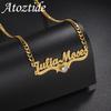 Atoztide Custom Name Frosted Necklace for Women Stainless Steel Personalized Stone Heart Zircon Crown Pendant Chain Jewelry Gift