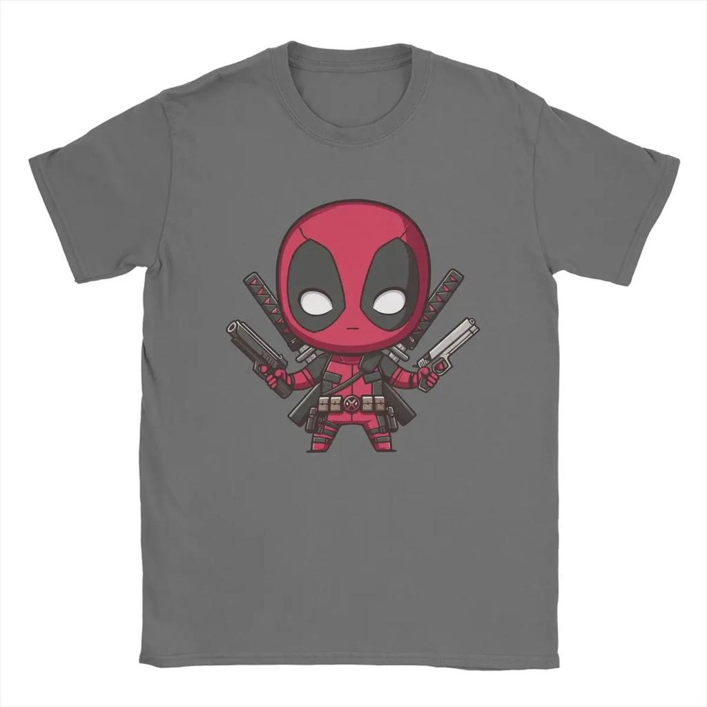 Novelty Chibi Deadpool T-Shirt for Round Collar Cotton T Shirts Short Sleeve Tees Summer Clothes Unisex