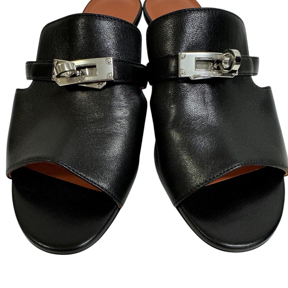 Hermes CM21107022009 Candy Goat Kelly Buckle Heeled Sandals Sandals Black Goat Women Used