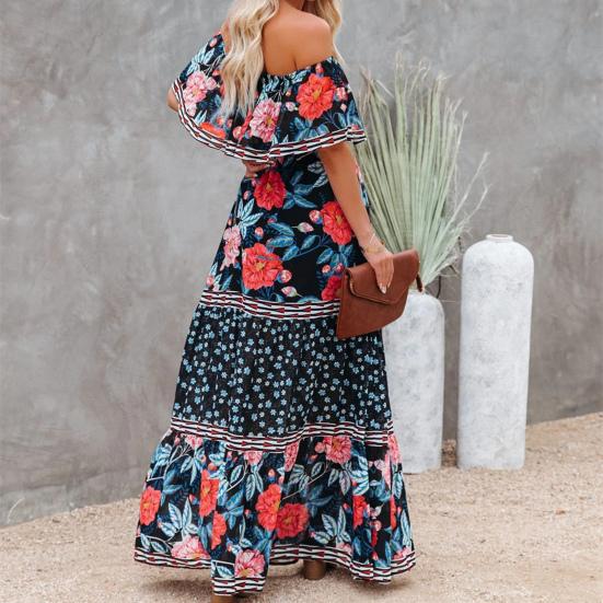 Женское платье с цветочным принтом, с открытыми плечами, темпераментное, без бретелей, облегающее, летнее платье для вечеринки
