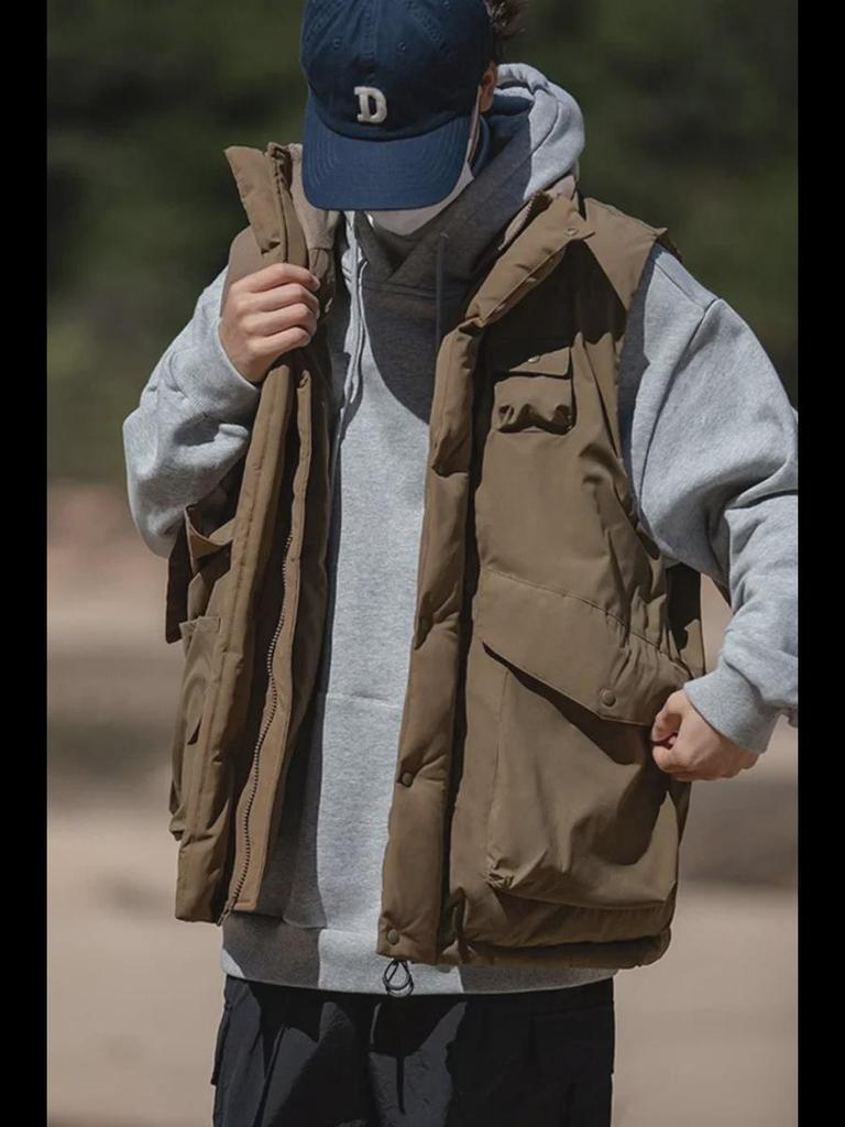 Унисекс японский ретро стеганый зимний рабочий жилет