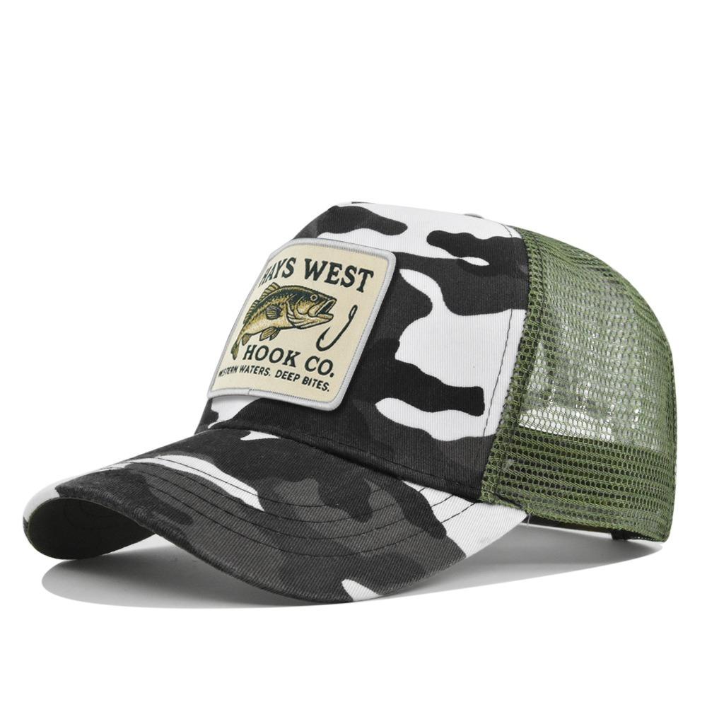 High Quality Outdoor Fishing Snapback Embroidery Design Mesh Hat Fishing Trips