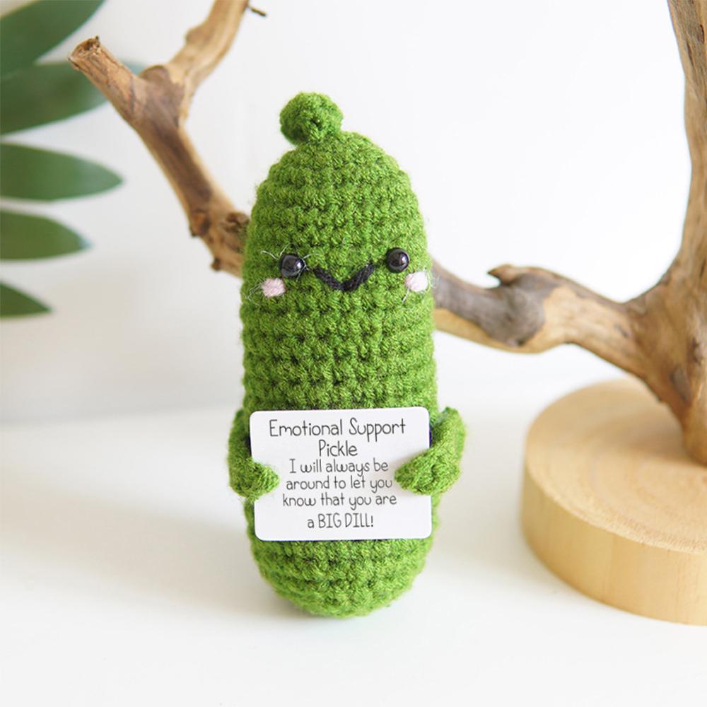12 X 4cm Handmade Emotional Pickled Cucumber Doll with a Positive Card