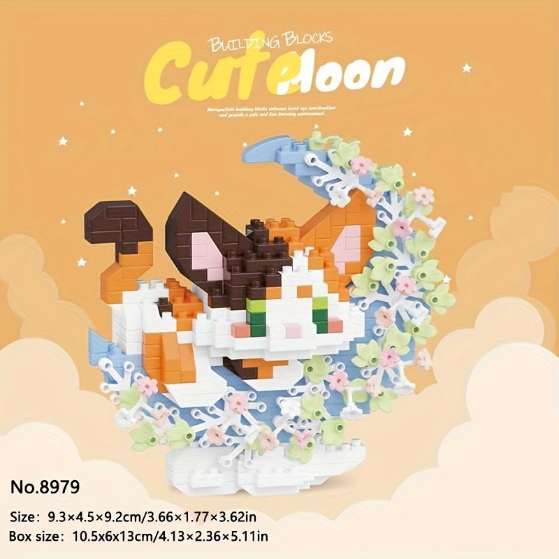 Mini Anime Animals Series Building Blocks Set Flower and Moonlight Kawaii Small Cat Pig Fox Dog DIY Bricks Wholesale Gifts 6+