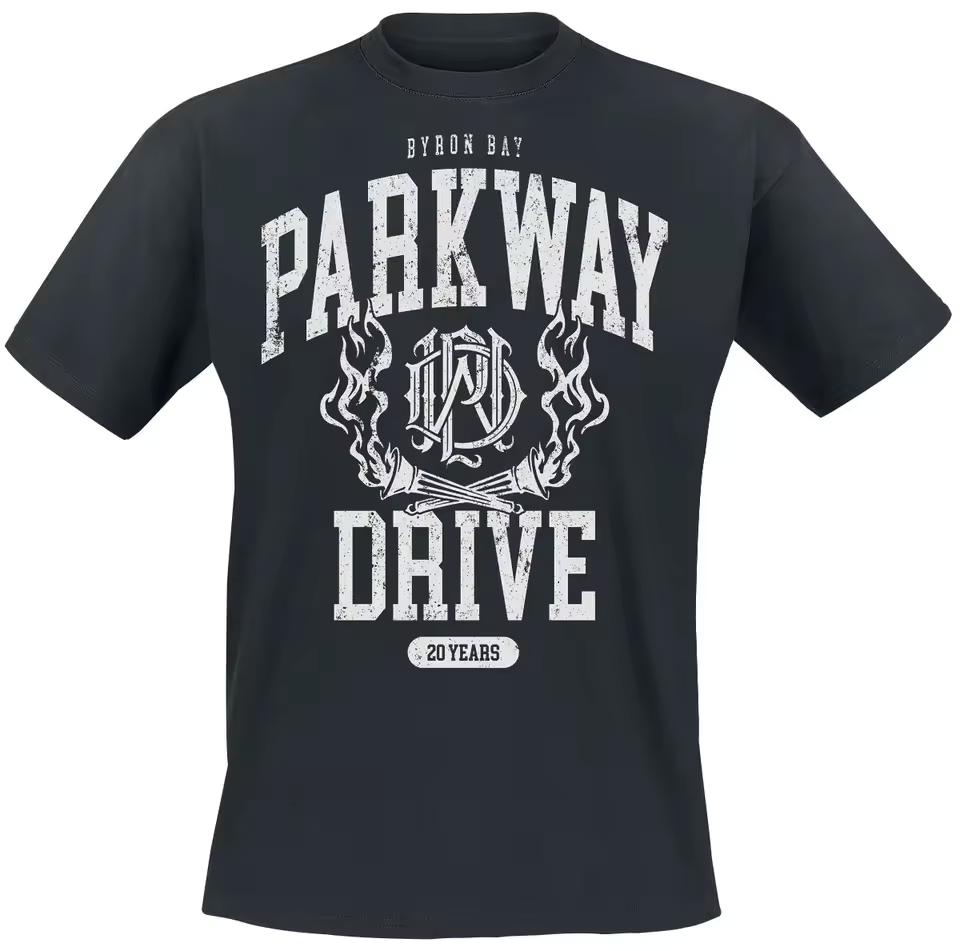 Parkway Drive Retro Flame Logo Print T-Shirt Soft Breathable Unisex Streetwear Tee Men Women Rock Casual Crew Neck