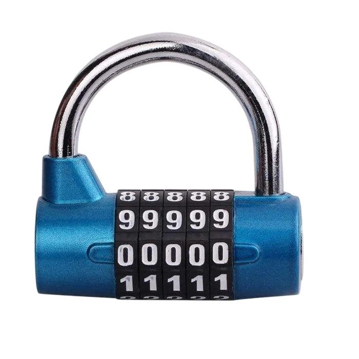 5 Digit Zinc Alloy Combination Padlock High Security U Shape Wide Shackle Design Waterproof Anti-Theft Lock for Gym Locker