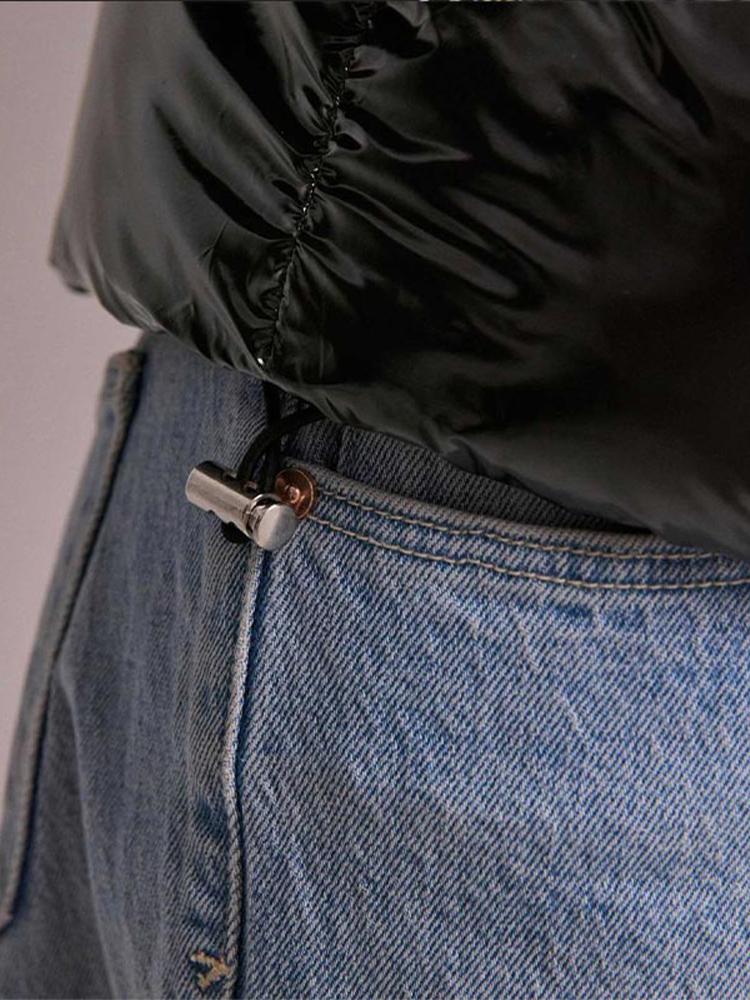 Women's Stand Up Collar Hooded Long Sleeved Zipper Glossy Thick Jacket for Winter