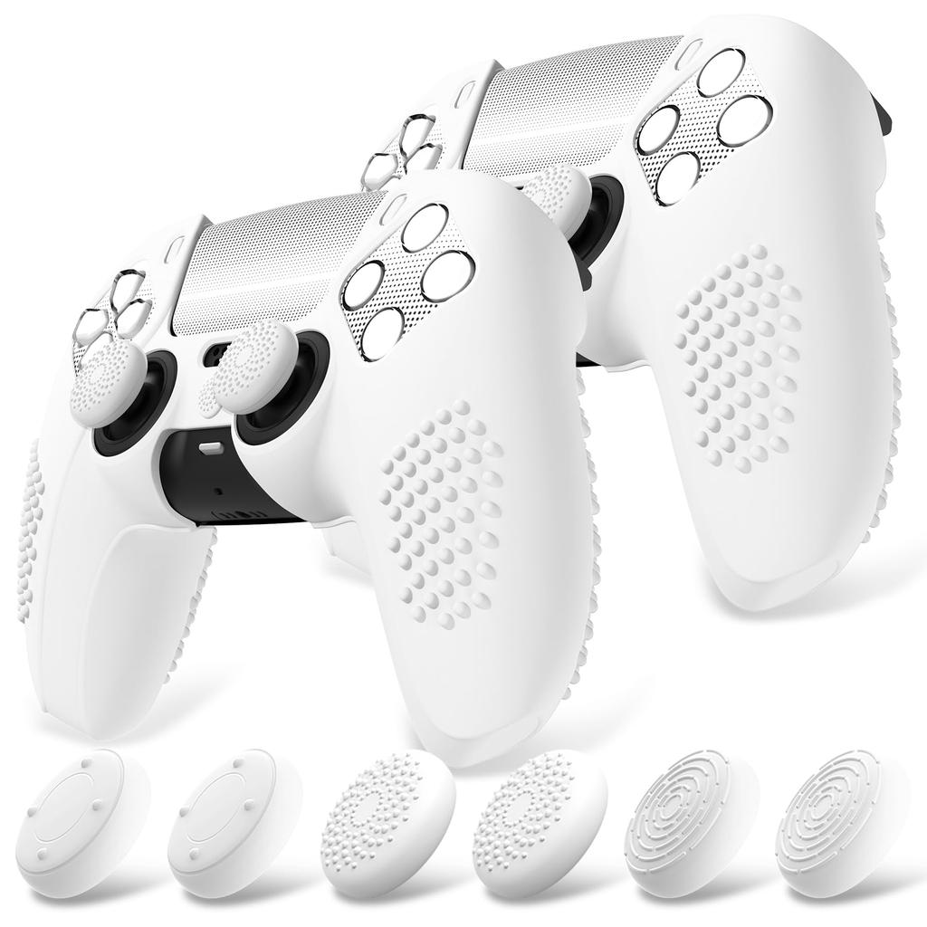 Protective Cover for PlayVital Ps5 Improved Silicone Cover Compatible with Charging 12 Thumb Grip Caps and 4 Stickers 3D Stud and Shockproof