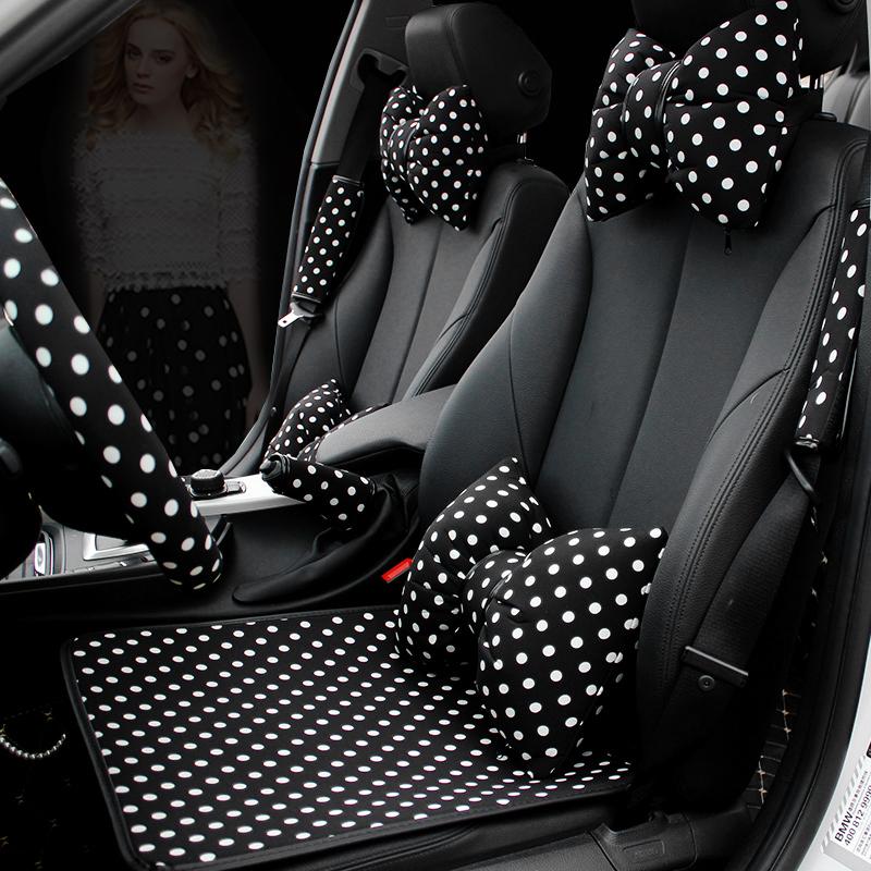 1PC High Quality Polka Dot Bowknot Car Neck Pillow Soft Cotton Auto Headrest Seat Support Holder Car Interior Accessories