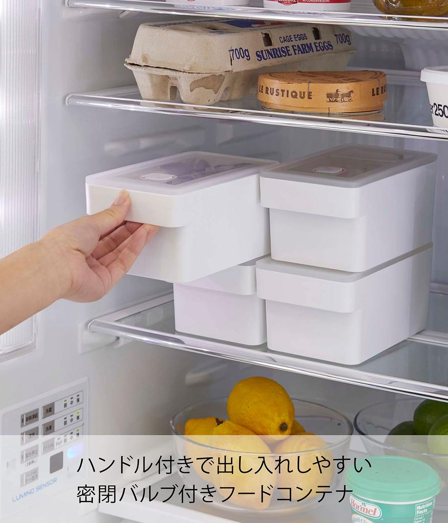 Yamazaki Tower Airtight Food Container with W10 x x with 7707 Handle, White, Approx. D17.8 H8.4cm, Bubble,