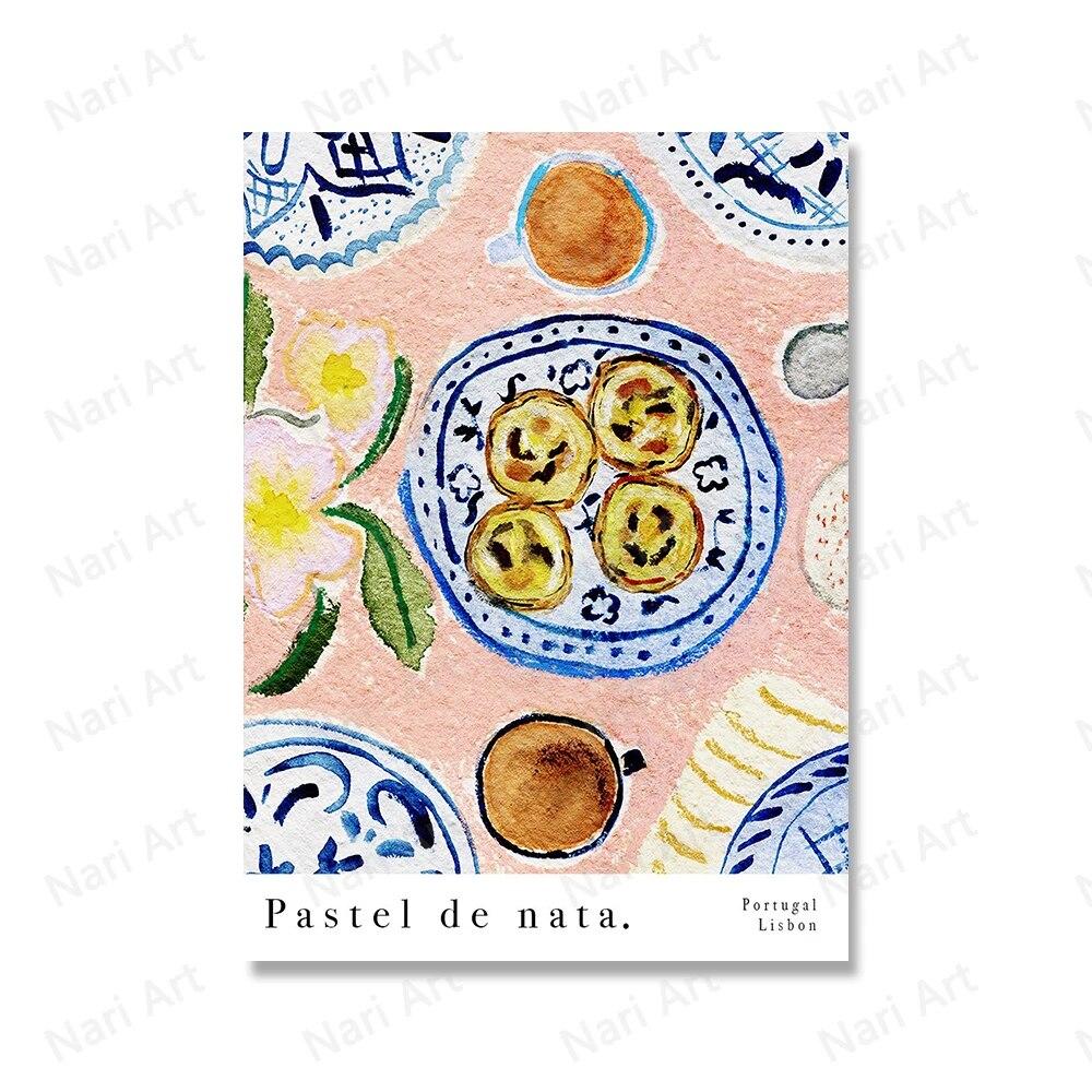 Ретро Еда Кухня Принты Завтрак Кофе Бариста Горшок Фрукты Персик Плакаты Настенная Картина на Холсте Декор Столовой Картина Без Рамки