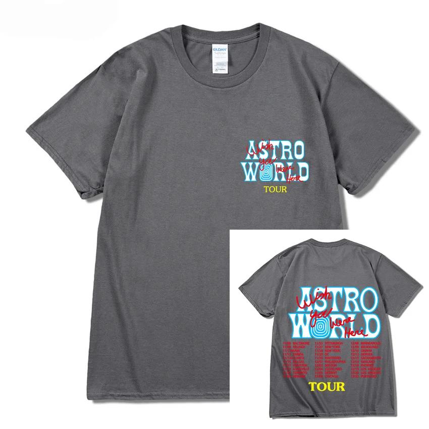 Summer Hip Hop T Shirt UnisexCactus Jack ASTROWORLD Harajuku T-Shirts WISH YOU WERE HERE Letter Print Tee Tops