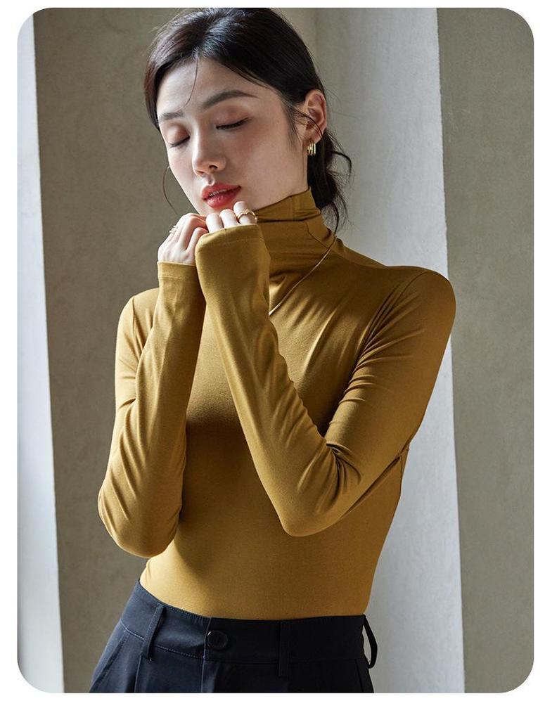 Women's 240g Modal High Collar Slim Fit Long Sleeve T-Shirt - 2025 Spring/Autumn Collection