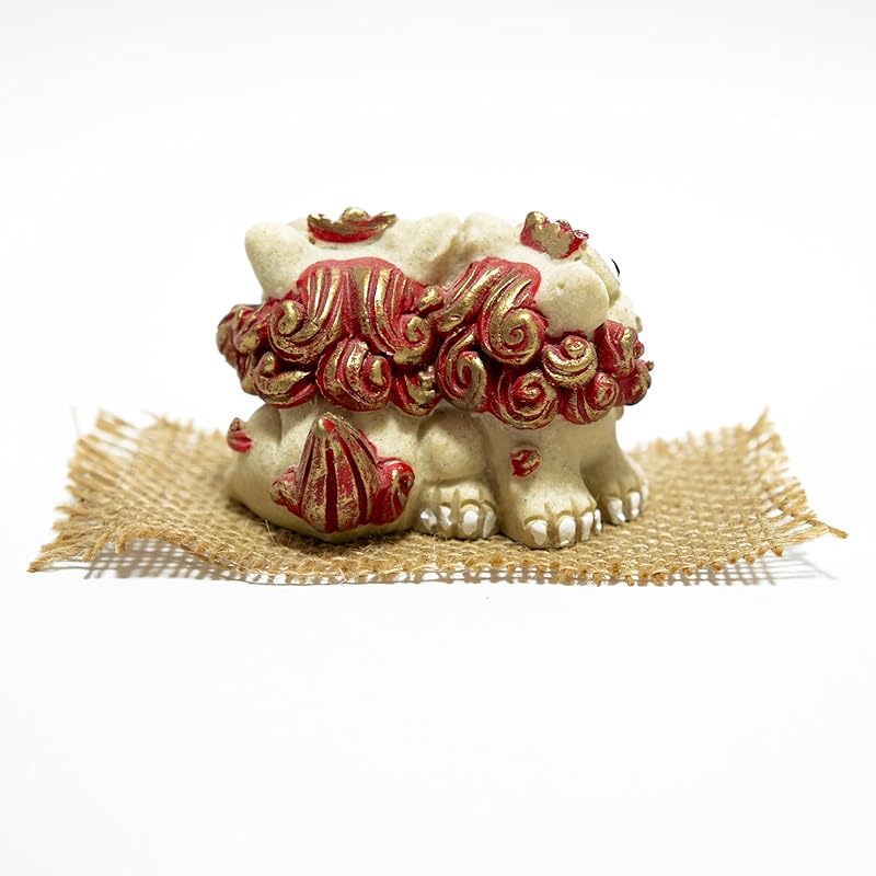 Фигурка сиса семья окинавская традиция семья любовь счастье интерьер вход украшение подарок (красный, золотой)