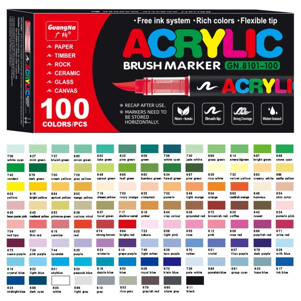 12/24/36/48/60/72/100/120 Colors Markers Brush Christmas Gift Tip Paint Markers Wood Canvas