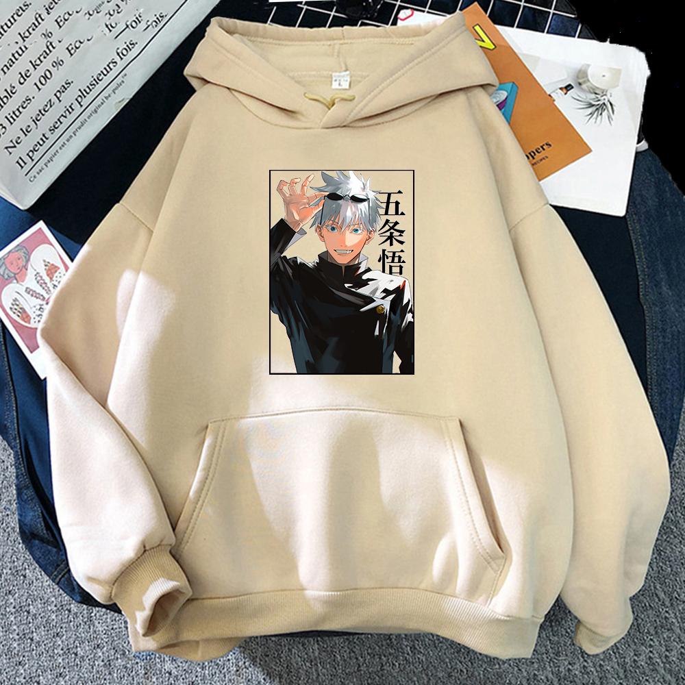 Толстовки Harajuku Jujutsu Kaisen для мужчин и женщин, толстовка с длинными рукавами Satoru Gojo, хит продаж, черные толстовки в стиле аниме Манга, верхняя одежда