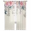 Тюлевые шторы с рисунком цветка для гостиной, прозрачные занавески для спальни, кухни, жалюзи, вуаль, шторы