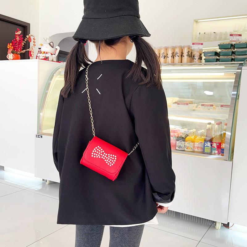 Elegant Cute And Kids Shoulder Bag With Butterfly Knot And Breathable Lining Polyester