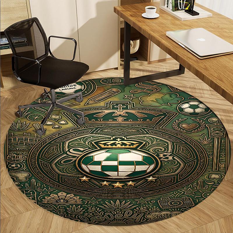 Club Santos Laguna Pattern Round Rug, Indoor/Outdoor Mat, for Picnic, Gameroom, Bedroom, Office, Living Room, Home Decor Carpet, Birthday Gift