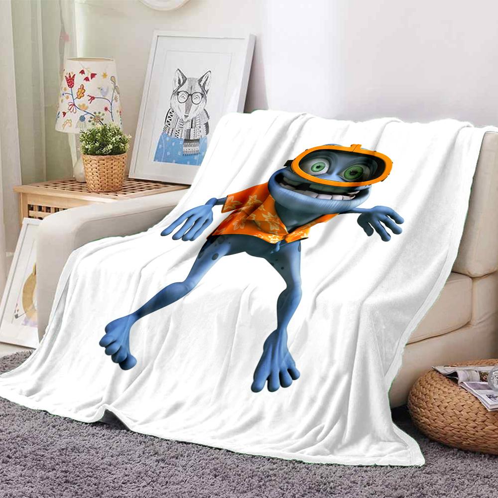 Crazy Frog Printed Flannel Blanket, soft throw for bedroom sofa, washable, Christmas present, great gift.