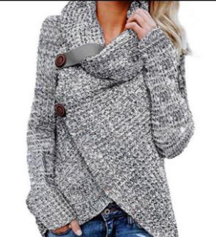 Women's autumn and winter long-sleeved versatile knitted sweater top multi-color