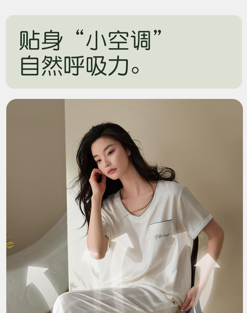 Xuan Liang Sleepwear Women's Summer Thin Ice Silk Short sleeved Pants 2025 New Simulated Silk Large Home Furnishing Set