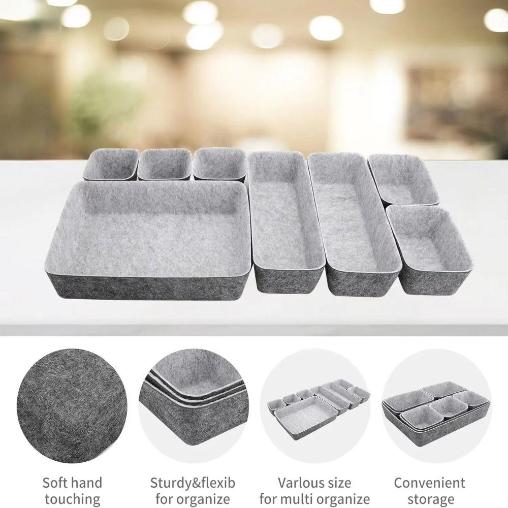 8Pcs/Set Seamless Felt Storage Box Set Creative Desktop Sundries Box Closet Organizer