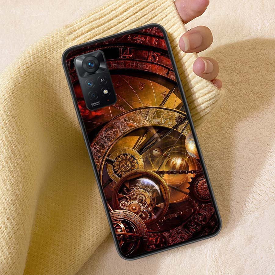 Lofi Dreamscapes Clock Gear Phone Case For Redmi Note 13 14 15 Pro Plus 12 13C 12C 15C 9 10 10C 9T 9C 9A TPU Soft Cover Clear Ce