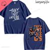 Футболка с принтом 'They Not Like Us' Мужская Женская Мода 100% Хлопок Короткий Рукав Круглый Вырез Дышащая Футболка Летние Повседневные Топы