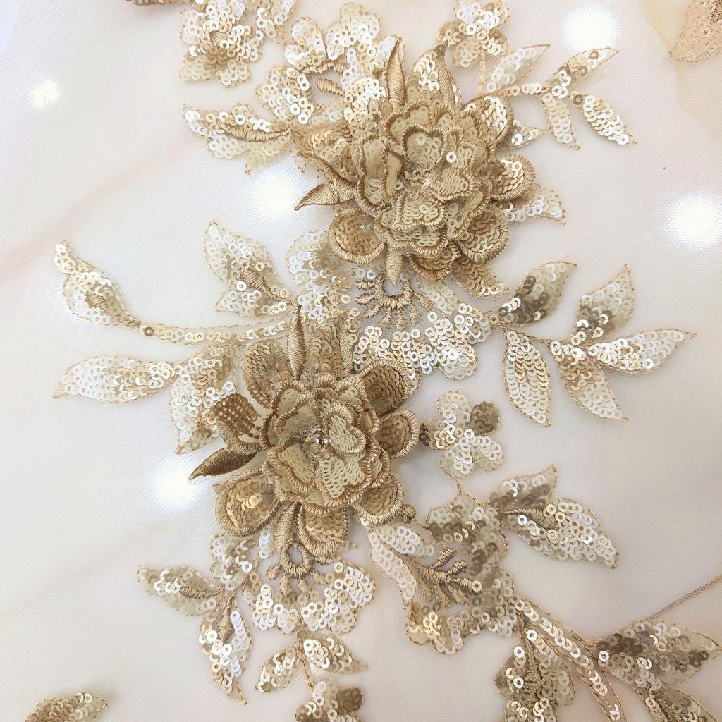 Sequins Multicolor Three-dimensional Embroidery Lace Cloth Stickers DIY Embroidery Appliques Clothing Patches Accessories Sequin