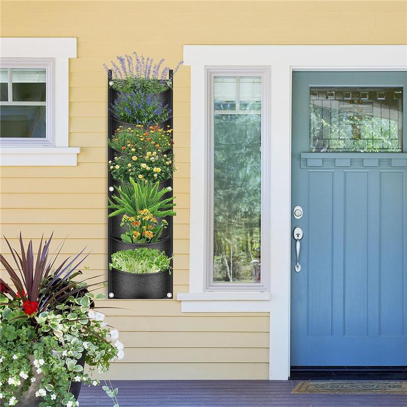 1 шт., подвесные мешки для выращивания растений, 7 карманов, настенный подвесной горшок, вертикальный мешок для цветочных горшков, сумки из нетканого материала, дышащие мешки для выращивания растений