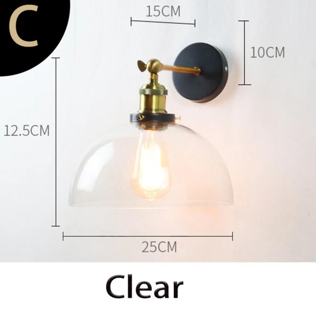 New Stylish Retro Vintage Industrial Loft Wall Sconce with Clear Glass Shade and Metal Triangle Oval Design - Vintage Industrial