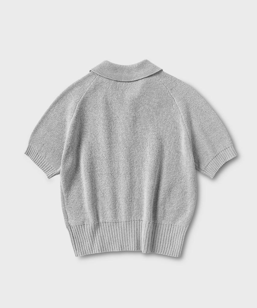 NONBLANK Raglan Half Sleeve Collar Crop Knit_Grey