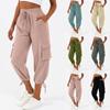 Womens Capris With Pockets Stretch Lightweight Casual Cargo Pants Summer Cropped Trousers Outdoor Clothes