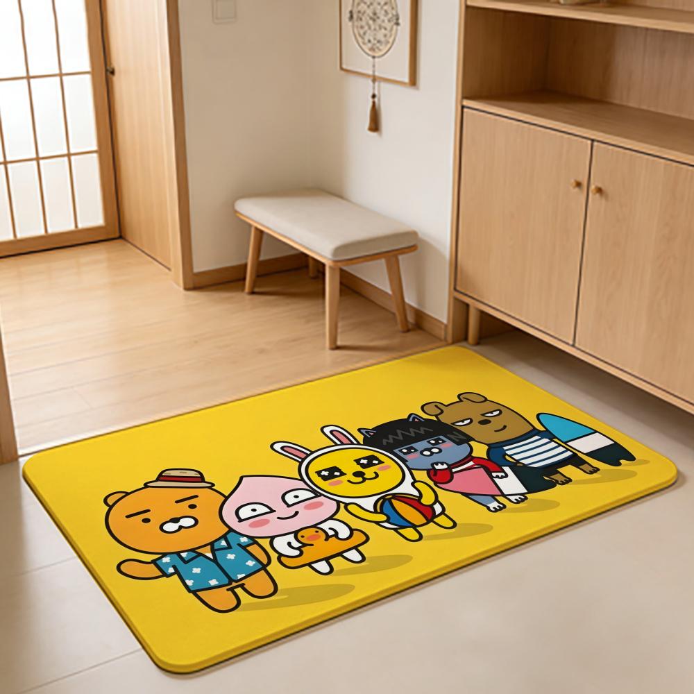 ANIME K-Kakao Friends Floor Mat Absorbent Floor Mat Non-Slip Entrance Rug for Bathrooms Restrooms and Toilets