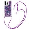 For iPhone 16 Pro TPU Case with Lanyard Quicksand Pattern Print Phone Cover