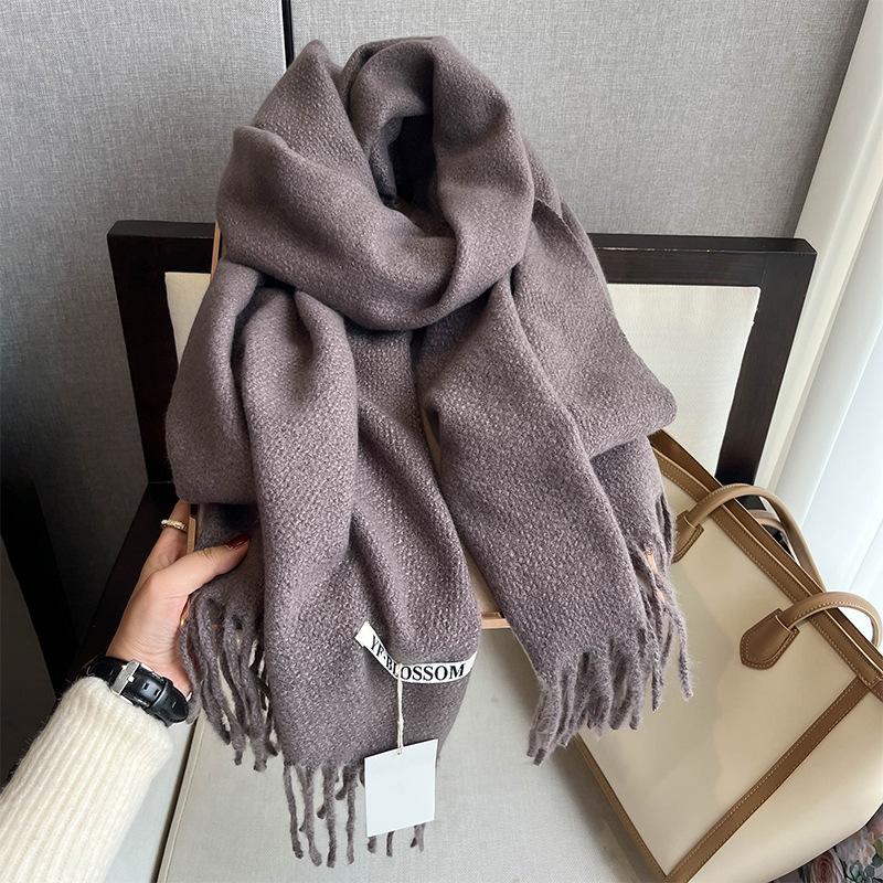 2023 New Fashionable Double Sided Imitation Cashmere Scarf, Warm Scarf for Autumn and Winter, Solid Color Couple Dual Use Shawl