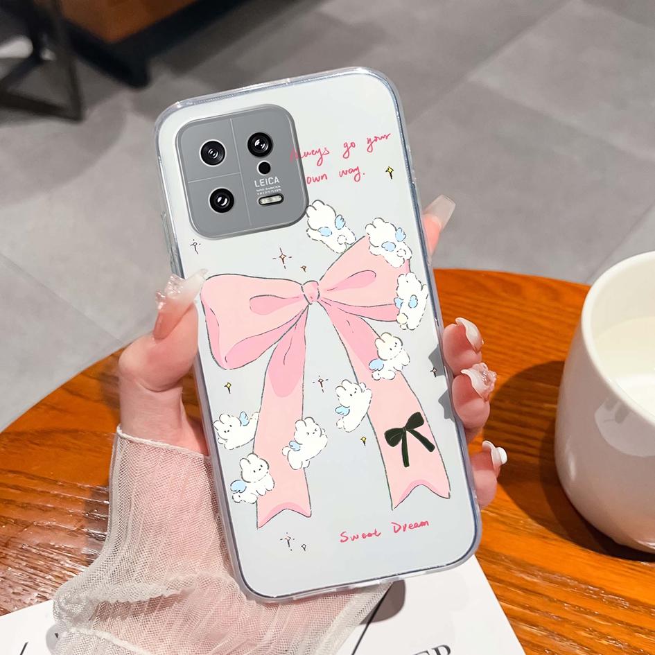 Для Xiaomi 13 14 12 12S 12T 12X Ultra Lite Poco M7 X7 Pro чехол для телефона милый мультяшный рисунок животного прозрачный силиконовый защитный чехол для Xiaomi Capa