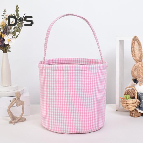 Пасхальное ведерко в клетку для детей, сумка для хранения в детской, подарочная корзина для новорожденных с ручкой для вечеринок по поиску пасхальных яиц