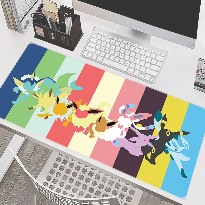 E-sports Mouse Pad Pokemon Eevee Office Laptop Computer Smooth Flexible Rubber Gamer PC Computer Keyboard Pad Kawaii Mosuepad