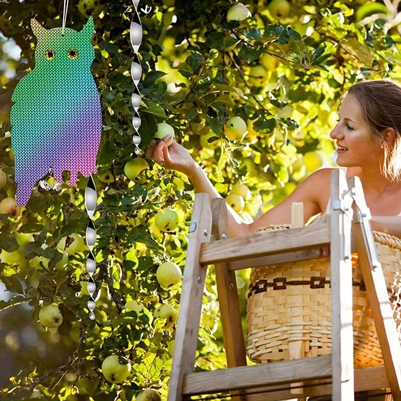 1/2/4/6Pcs Reflective Owl Fake Hawk, Plastic Hanging Reflective Bird Repeller, Outdoor And Garden Decorative Wind Chime