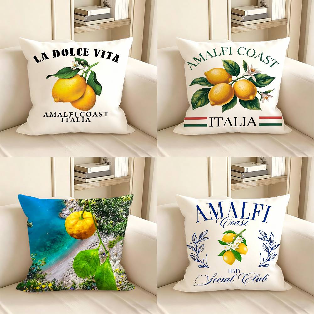 pc Italian Amalfi Coast Lemon Pillow Case Fashion Square Pillowcase Bedroom Sofa Room Ins Decoration Leisure